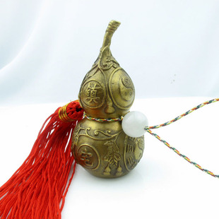 泰山福缘阁 明咒白玉 铜葫芦风水葫芦挂件 祛斑 化煞保平安