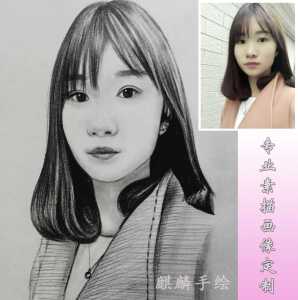 素描画像定制速写肖像画真人照片转手绘人物画头像素描像水彩铅画