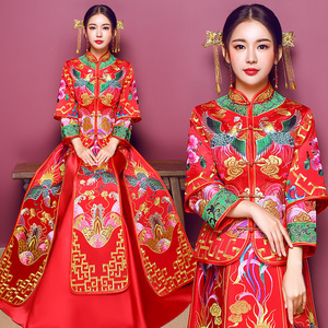 秀禾服新娘2018新款敬酒礼服大码中式婚纱龙凤褂旗袍结婚嫁衣春季