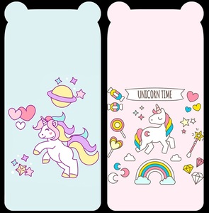 iphone x 刘海耳朵壁纸少女心独角兽六张一套梦幻熊耳朵软妹锁屏