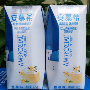 新货伊利安慕希酸牛奶香草味酸奶205g12盒一箱营养全脂早餐奶包邮