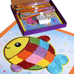 儿童艺术纸绳粘贴画 幼儿园手工制作diy材料包创意彩色绳子画包邮