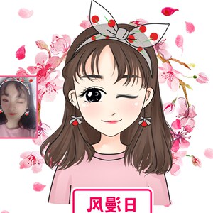 照片设计手绘动漫微信制作真人情侣头像定制q版卡通漫画女生图片