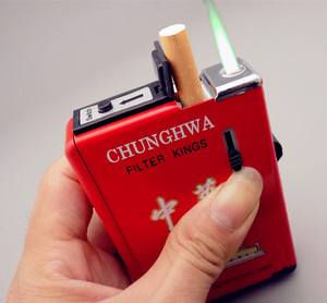 10-20支装个性超薄金属烟盒打火机创意男士防风不锈钢自动弹烟盒