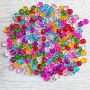 dny手工串珠材料透明亚克力塑料珠子批发8mm透明车轮珠扁珠扁盘珠
