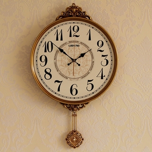 时尚简约挂钟客厅现代创意钟表欧式复古时钟卧室静音个性摆钟大气