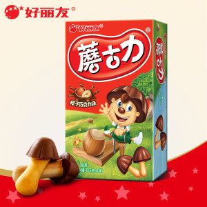 好丽友蘑古力榛子巧克力味48g 儿童休闲食品蘑菇小饼干宝贝零食