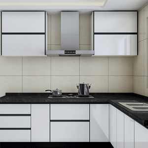 厨房厨柜定制烤漆玻璃门板整体橱柜定做现代简约风格门板石英石台