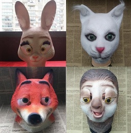 疯狂动物城面具cos树懒兔狐狸猫咪 派对头套狗万圣节恐怖装扮动物