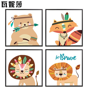 数字油彩画diy儿童油画卡通动漫动物数码填色手绘简单手工装饰画