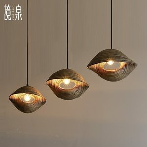 境泉 竹编灯罩艺术吊灯 设计师东南亚风格创意灯具餐厅吧台小灯饰