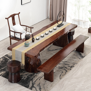 实木大板茶桌椅组合松木整板不规则茶台茶几桌面原木茶艺桌泡茶桌