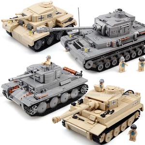 乐高积木二战德军虎式坦克美国m1a2装甲车启蒙军事男孩子玩具