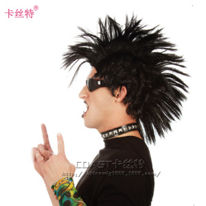 假发厂家批发 鸡冠头款式假发 欧美节日假发 男生杀马特假发