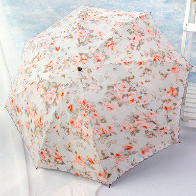 韩国蕾丝折叠黑胶雨伞