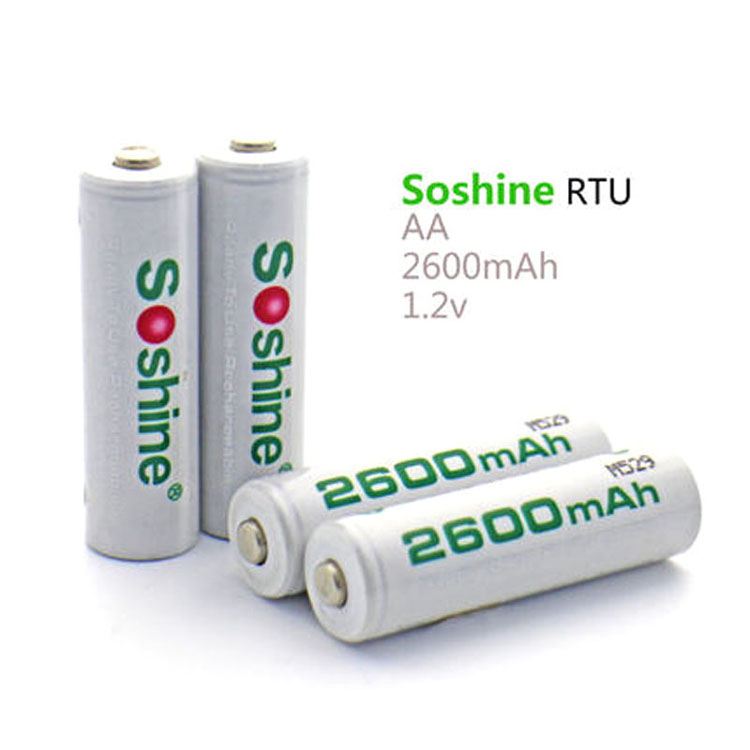 5号电池Soshine  RTU AA2600  AA 1.2V 2600mAh镍氢 可充电 4节装