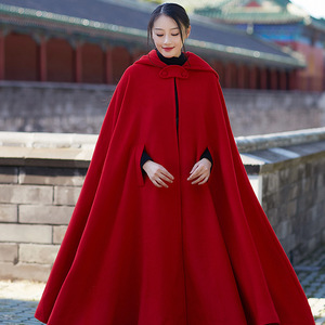 无心法师岳绮罗同款红色斗篷 古装披风cos服羊绒大衣女装中国风