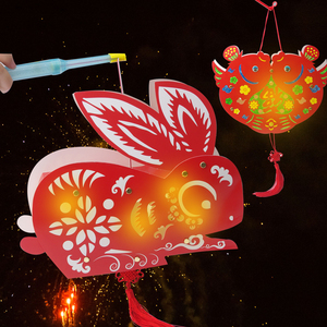 新年兔子传统灯儿童手工灯笼制作diy材料包春节幼儿园手提发光