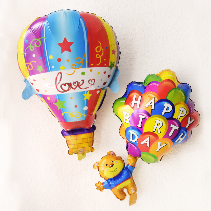 儿童生日派对场景布置热气球装饰 小熊降落婚礼装扮铝膜造型气球