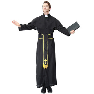 万圣节中世纪僧侣服修士袍巫师服基督徒教堂神父牧师服cos服装男