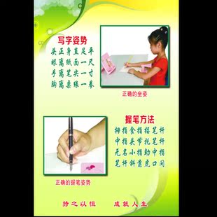 握笔姿势写字姿势挂图 正确的坐姿正确的握笔方法海报6117