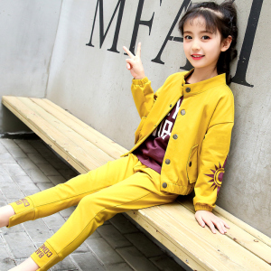 2018新款女童装春装大童春秋韩版女孩时尚潮衣服儿童运动洋气套装童装