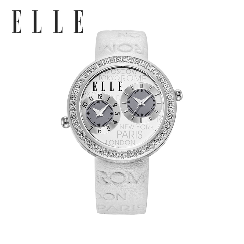 ELLE女表百搭时尚圆表法式经典镶钻腕表简约气质手表表白礼物送人