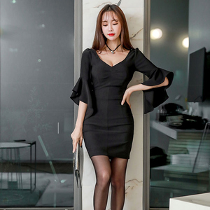 class=h>连衣裙 /span>黑色修身包臀气质名媛短裙 span class=h>女 