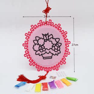 中国结布艺画雪花泥画 手工diy制作雪花泥画 儿童益智创意魔色板