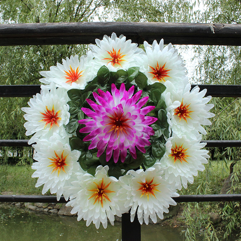 便宜菊花圈绢花清明花假花扫墓花殡葬祭祀花装饰花仿真大花圈批发