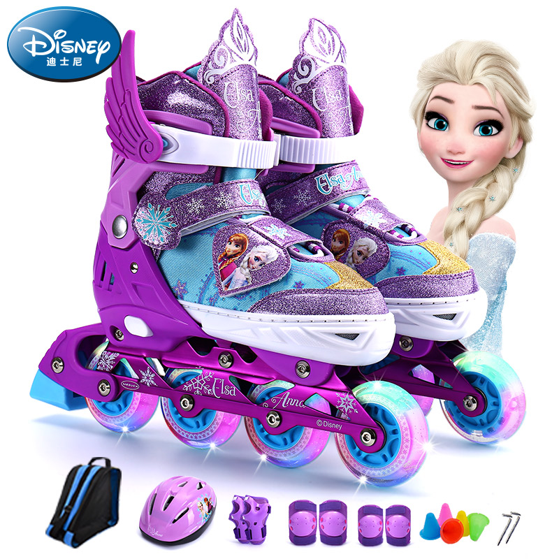 迪士尼溜冰鞋儿童全套装3-10岁6初学者男女童旱冰鞋滑冰鞋轮滑鞋8
