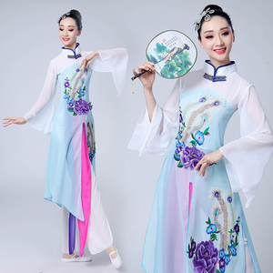 古典舞服装女飘逸中国风旗袍舞蹈演出服新款扇子舞 span class=h>广场