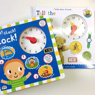 幼儿园儿童认知宝宝认识时间 学认钟表时钟玩具 英文纸板启蒙玩具