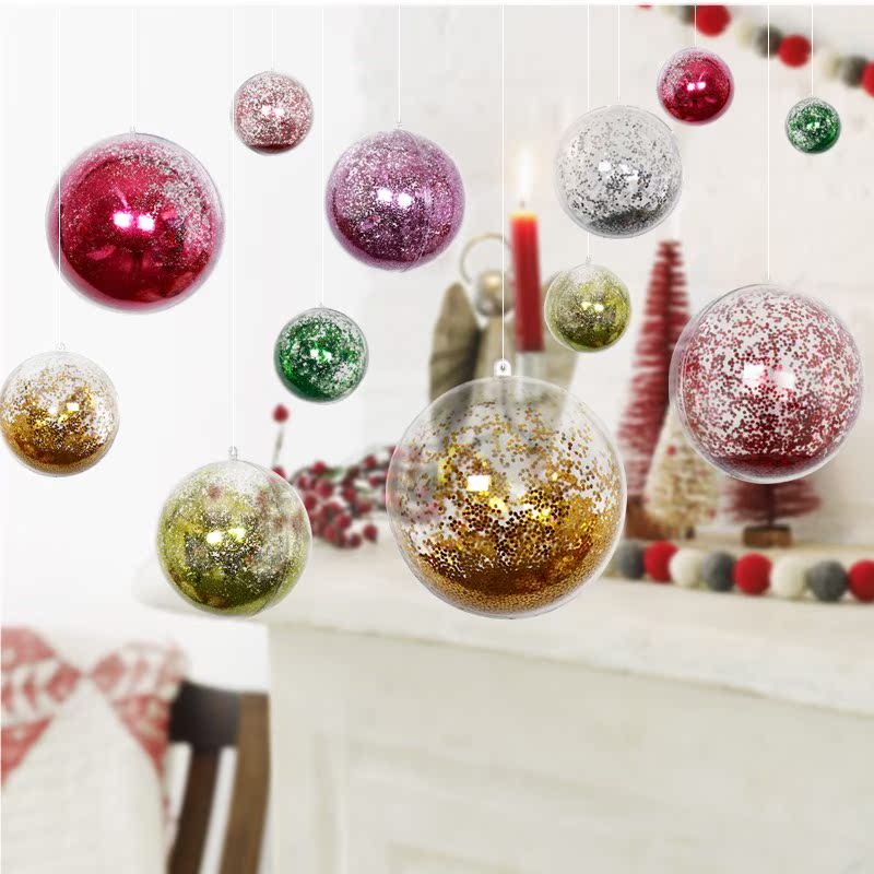 新款圣诞节装饰用品活动氛围场景布置塑料球透明球房间元旦活动挂