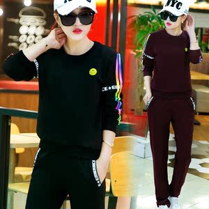 加大码女装秋装胖mm2018新款宽松显瘦运动套装女胖胖子春秋休闲服维生素C片