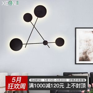 北欧客厅壁灯现代简约创意个性圆形楼梯过道墙灯卧室设计师壁灯具壁灯