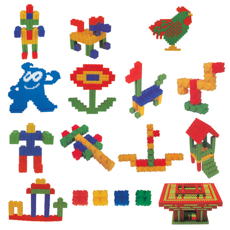 玉河桌面积木 幼儿园室内小型玩具 拼搭拼插积木 圣得宝玩具800件