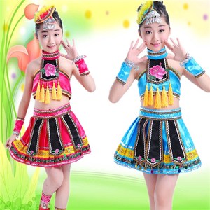 儿童苗族演出服装女童彝族云南少数民族舞蹈服少儿幼儿园表演服饰