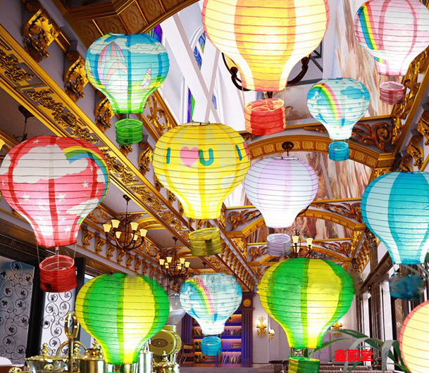 新款彩色热气球定制婚庆装饰商场中空装饰橱窗气球婚庆道具热汽球