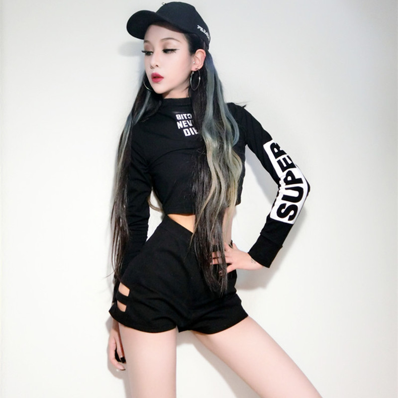 爵士舞服装女性感套装韩版宽松现代ds演出服学生街舞嘻哈演出服装