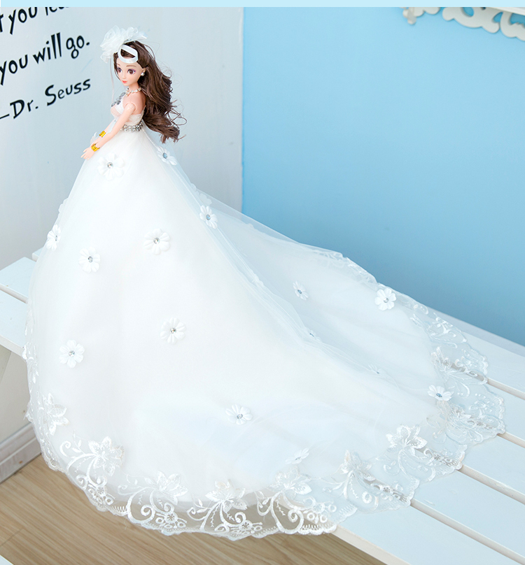 兰黛芙妮芭比娃娃婚纱套装女孩公主过家家玩具超大90厘米豪华拖尾