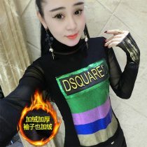 欧洲站新款2018秋冬装长袖高领蕾丝衫女洋气小衫时尚欧货打底T恤