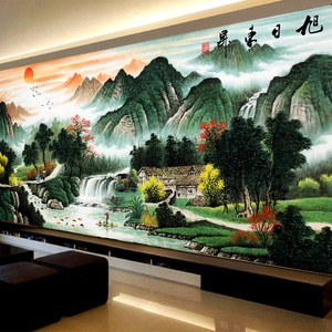 class=h>十字绣 /span>线绣古典2018新款满绣棉线图案中国风景山水画