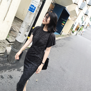 ◆ASM◆2017夏装新款 修身显瘦包臀连衣裙棉休闲长裙女装黑色裙子女装