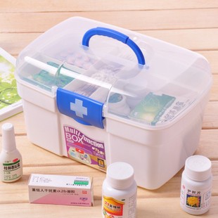 双层塑料药品y收纳箱家庭急救箱医疗箱家用儿童小药箱医药箱