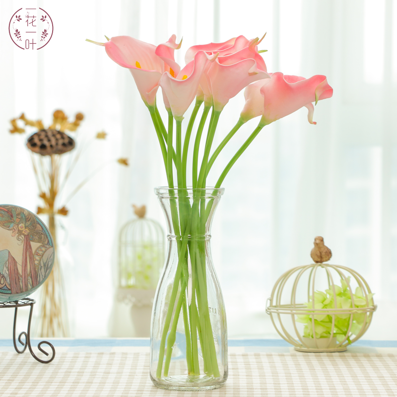 马蹄莲仿真花假花束客厅摆设装饰欧式花艺单支手感pu大枝小清新