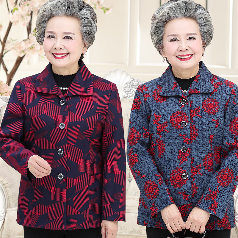 中老年女装外套夹克短款风衣西装中年妈妈装春装大妈奶奶装老年