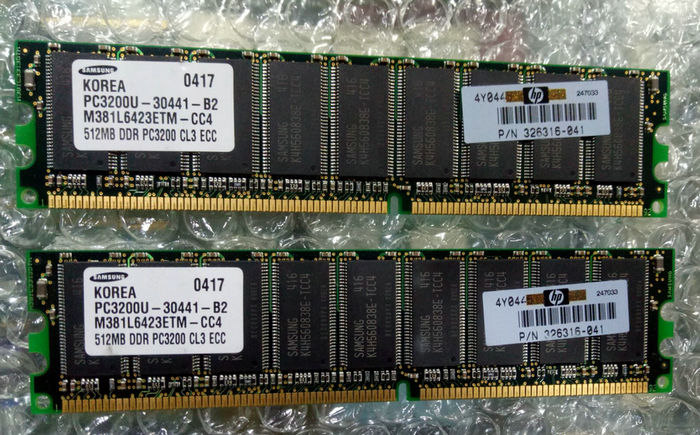 三星 Samsung DDR400 ECC 512M PC3200U-30441 CL3 纯ECC内存