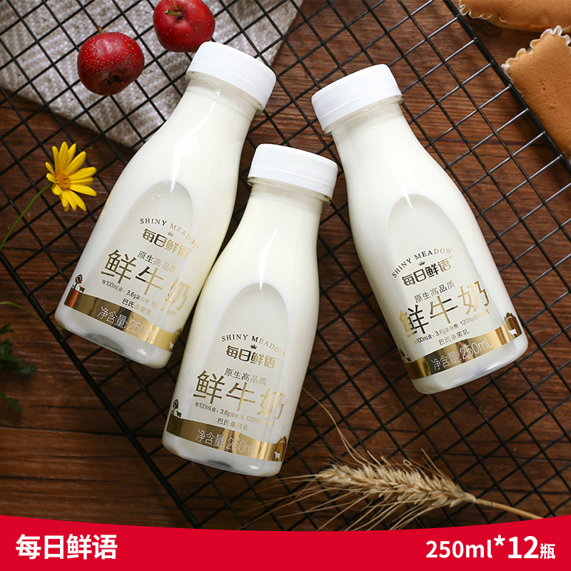 蒙牛每日鲜语鲜牛奶学生奶高钙纯牛奶儿童营养早餐奶250ml*12瓶装