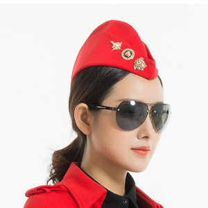 水兵舞表演船帽俄罗斯红色船型军帽演出帽苏联军绿色空姐帽子男女